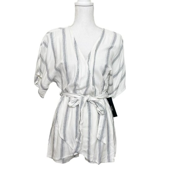 Lulus Climb Aboard Grey and White Striped Romper Women’s Size Small - Picture 3 of 13